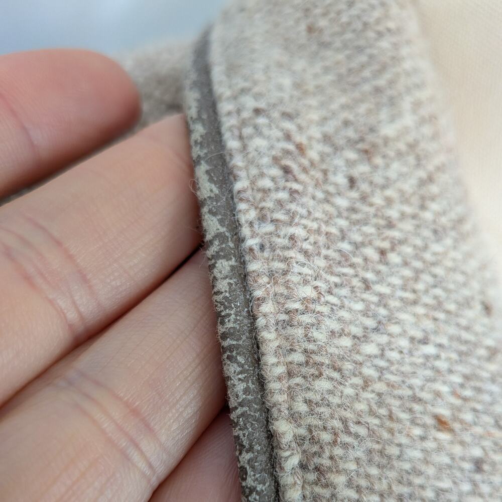 Vintage Wool Blazer Jacket 14 Tan Beige Tweed Double Breasted 80S Uk Cropped - Picture 14 of 15